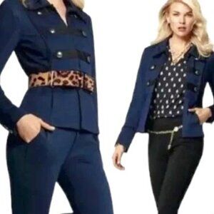 New CAbi In The Band Military Style Crop Blazer Jacket Navy SM